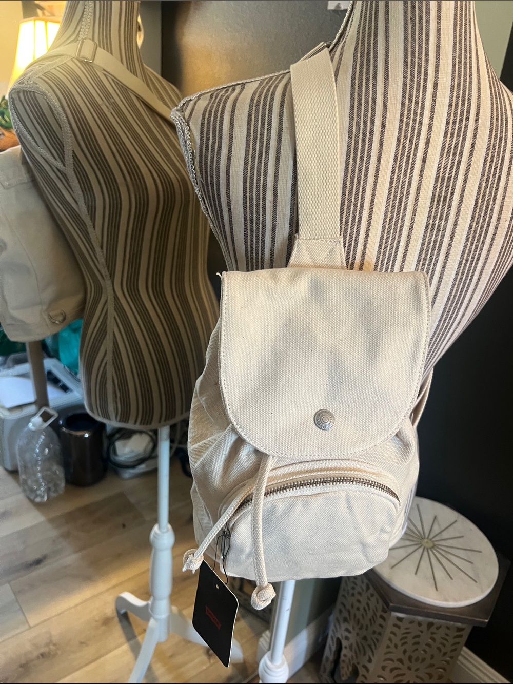 Levi's Cream Canvas Mini Backpack